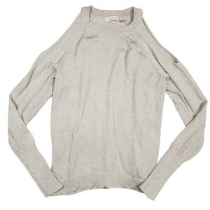 Ramy Brook Women's Metallic Gold Sparkly Cold Shoulder Long Sleeve Top Size‎ XS